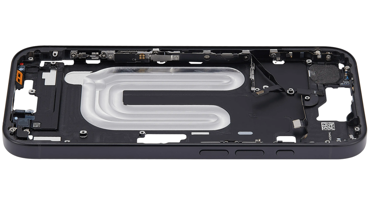 Mid Frame Housing With Power And Volume Button For I Phone 16 (Us Version) (Aftermarket Plus) (Black)