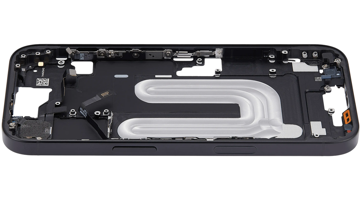 Mid Frame Housing With Power And Volume Button For I Phone 16 (Us Version) (Aftermarket Plus) (Black)
