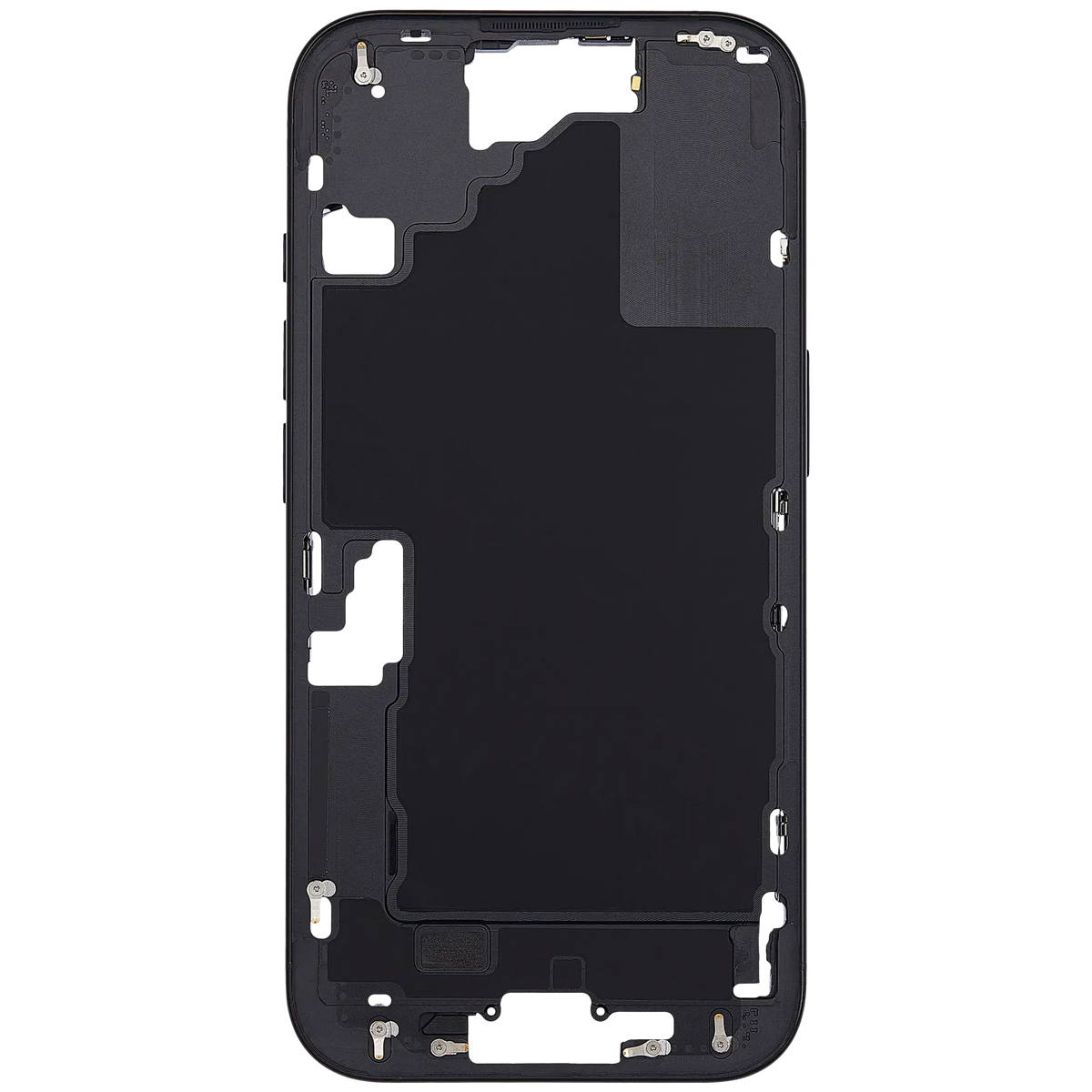 Mid Frame Housing With Power And Volume Button For I Phone 16 (Us Version) (Aftermarket Plus) (Black)