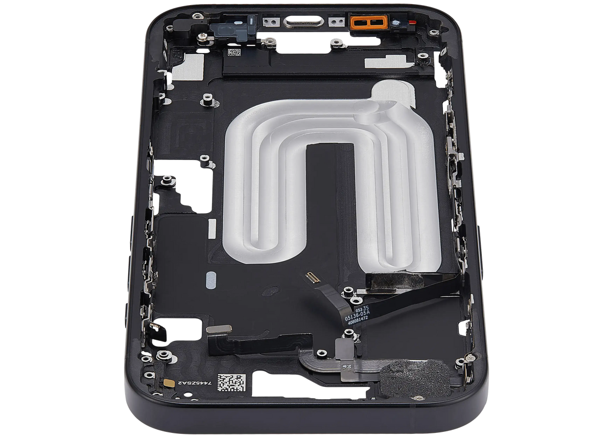 Mid Frame Housing With Power And Volume Button For I Phone 16 (Us Version) (Aftermarket Plus) (Black)