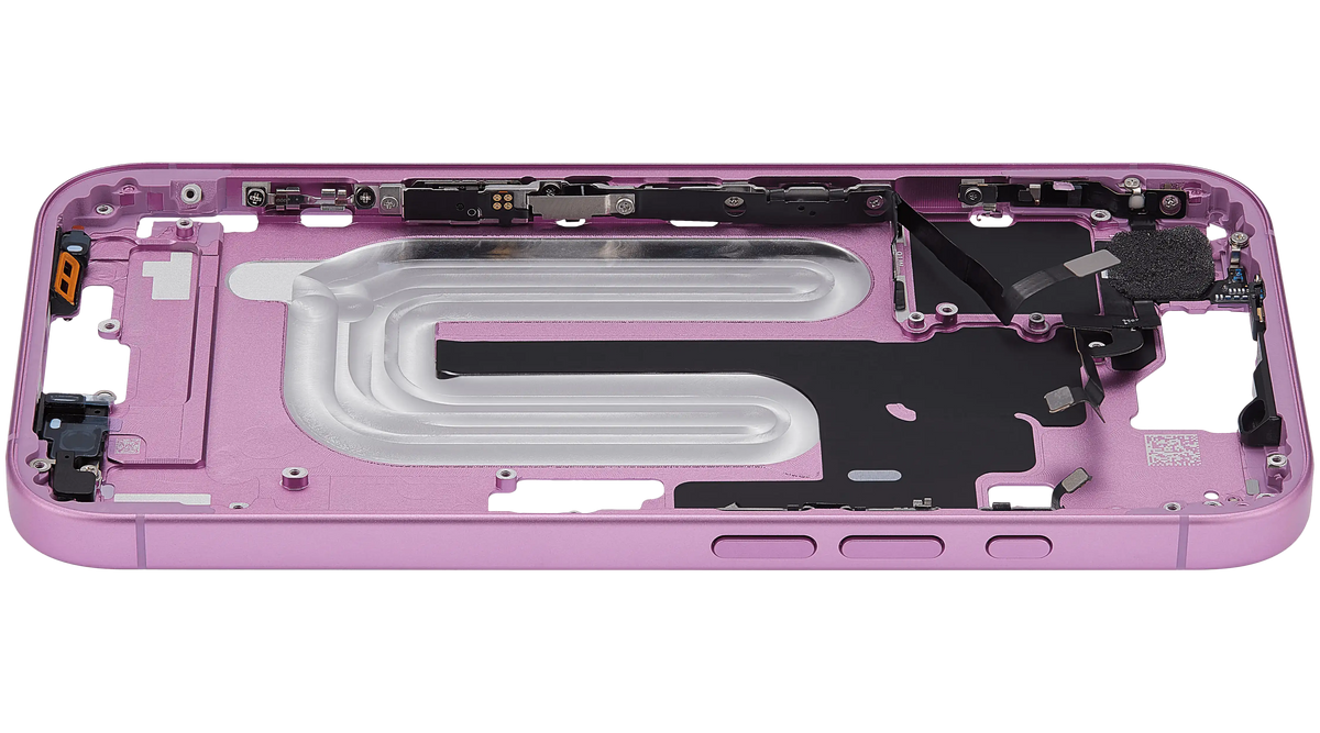 Mid Frame Housing With Power And Volume Button For I Phone 16 (Us Version) (Aftermarket Plus) (Pink)