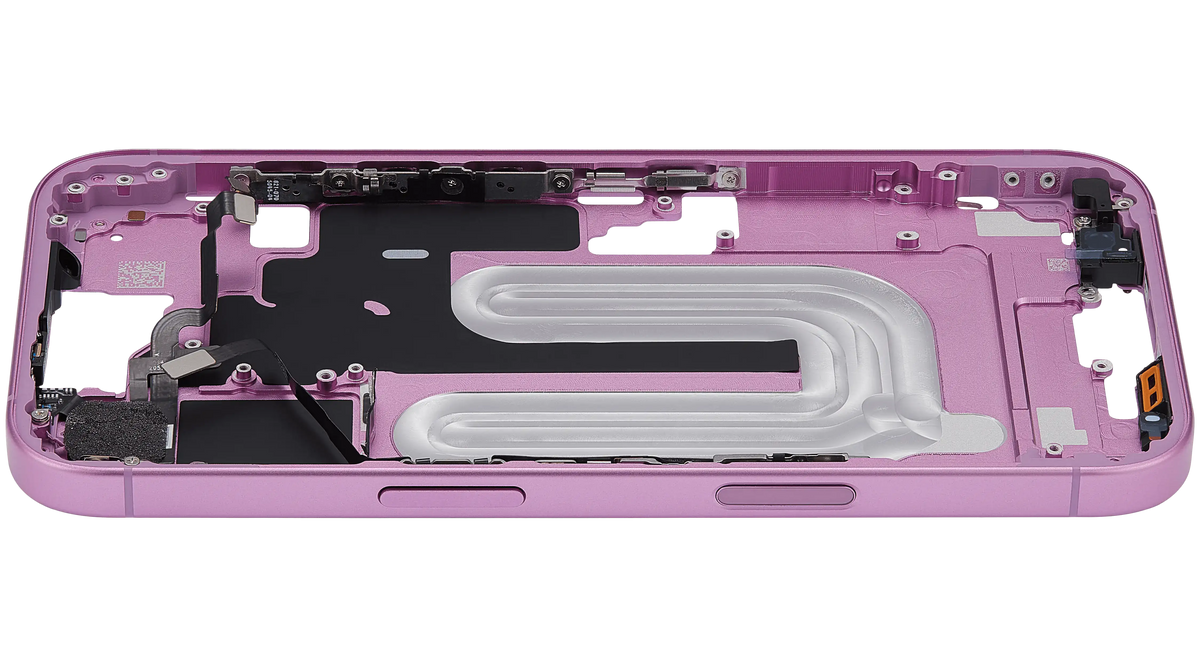 Mid Frame Housing With Power And Volume Button For I Phone 16 (Us Version) (Aftermarket Plus) (Pink)