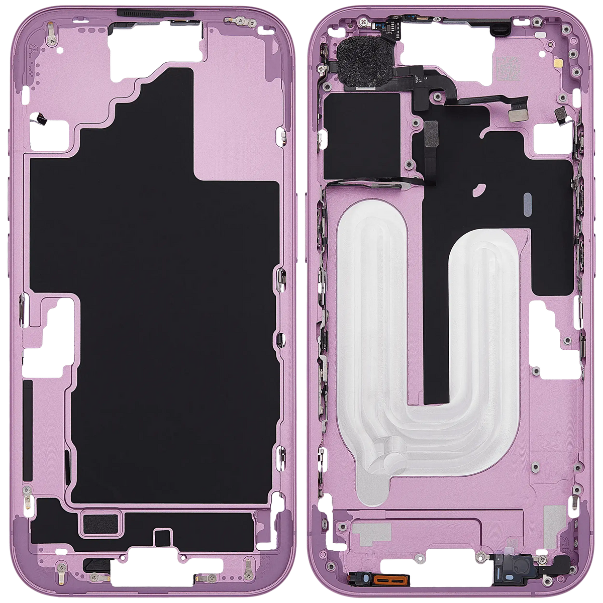 Mid Frame Housing With Power And Volume Button For I Phone 16 (Us Version) (Aftermarket Plus) (Pink)