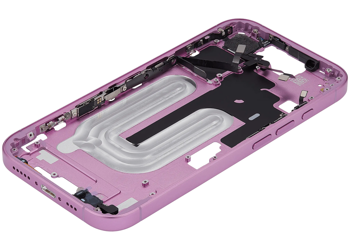 Mid Frame Housing With Power And Volume Button For I Phone 16 (Us Version) (Aftermarket Plus) (Pink)