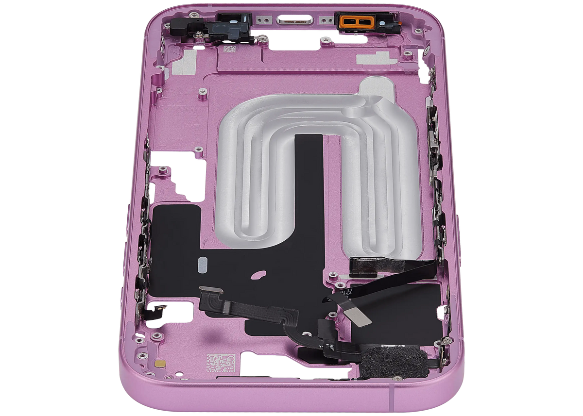 Mid Frame Housing With Power And Volume Button For I Phone 16 (Us Version) (Aftermarket Plus) (Pink)