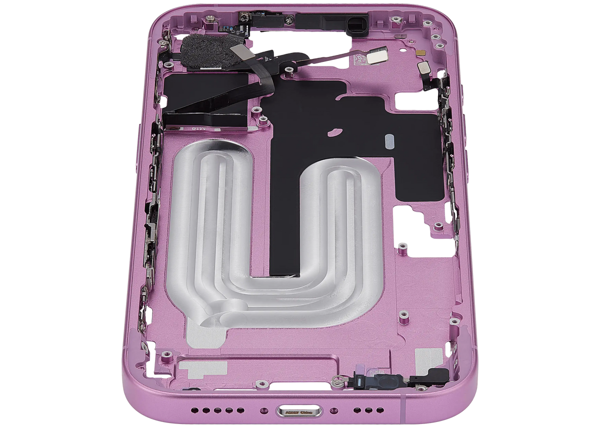 Mid Frame Housing With Power And Volume Button For I Phone 16 (Us Version) (Aftermarket Plus) (Pink)