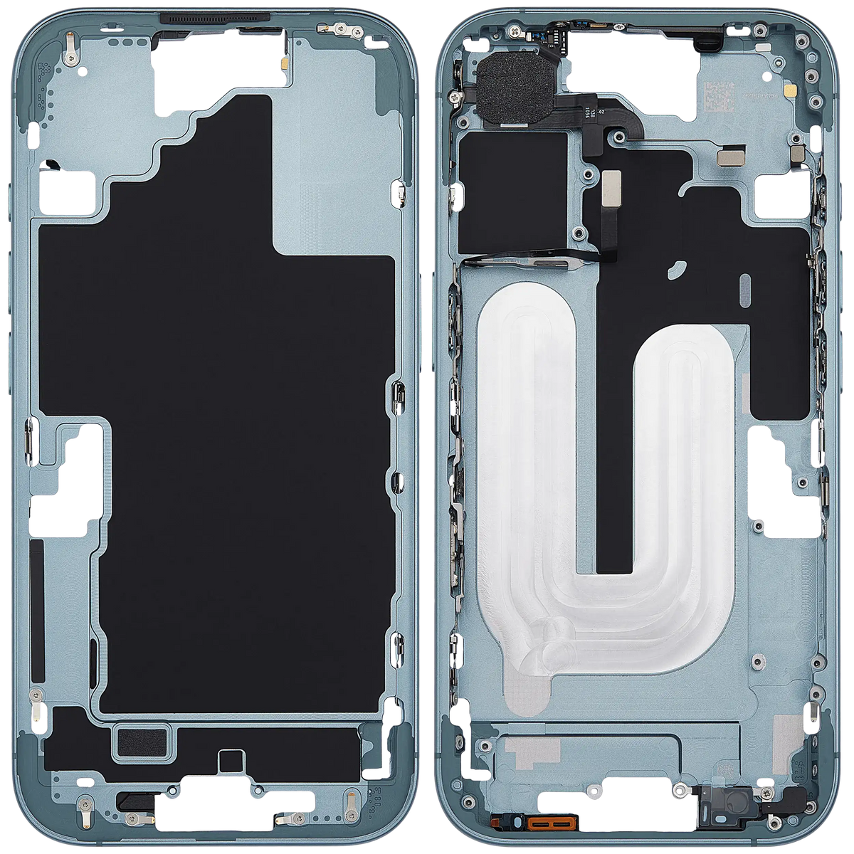 Mid Frame Housing With Power And Volume Button For I Phone 16 (Us Version) (Aftermarket Plus) (Teal)
