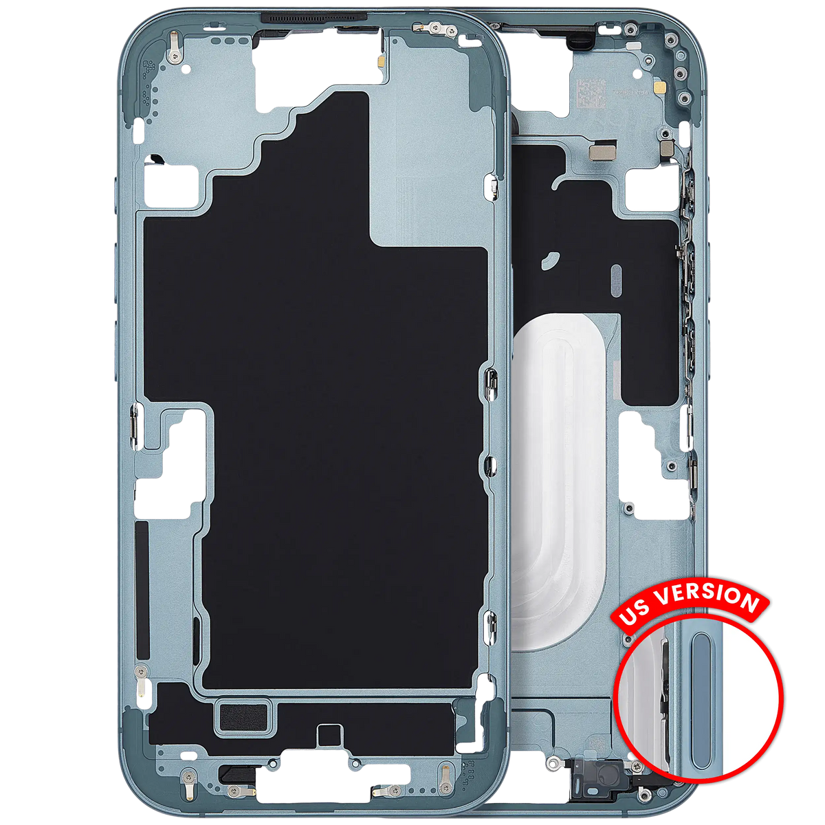 Mid Frame Housing With Power And Volume Button For I Phone 16 (Us Version) (Aftermarket Plus) (Teal)