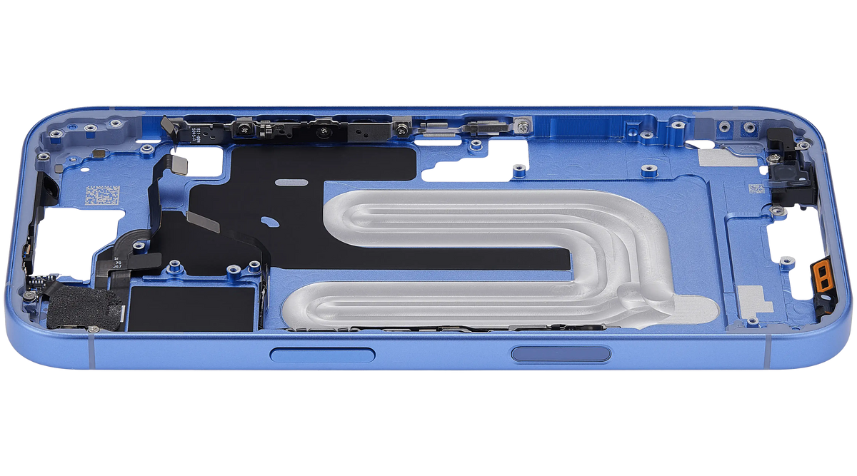 Mid Frame Housing With Power And Volume Button For I Phone 16 (Us Version) (Aftermarket Plus) (Ultramarine)