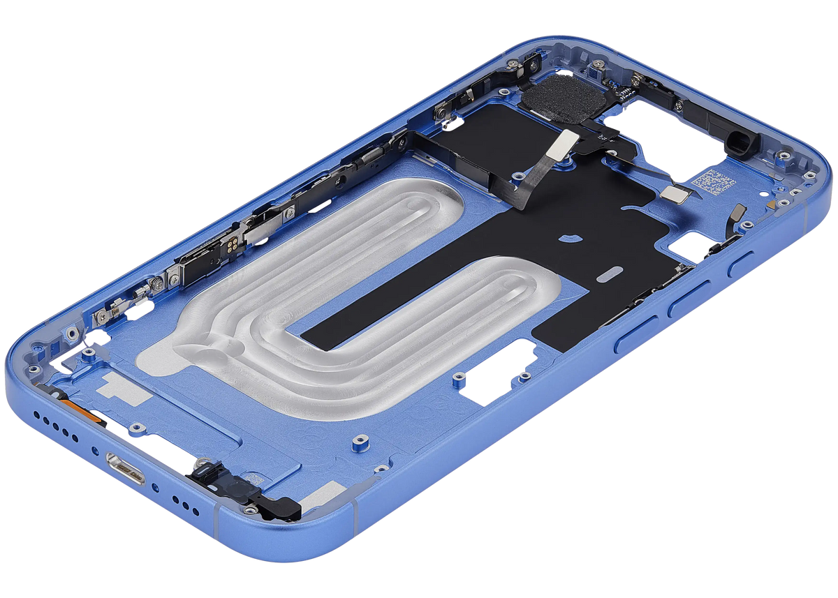 Mid Frame Housing With Power And Volume Button For I Phone 16 (Us Version) (Aftermarket Plus) (Ultramarine)