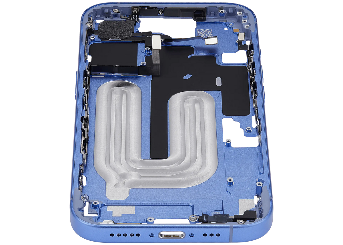 Mid Frame Housing With Power And Volume Button For I Phone 16 (Us Version) (Aftermarket Plus) (Ultramarine)