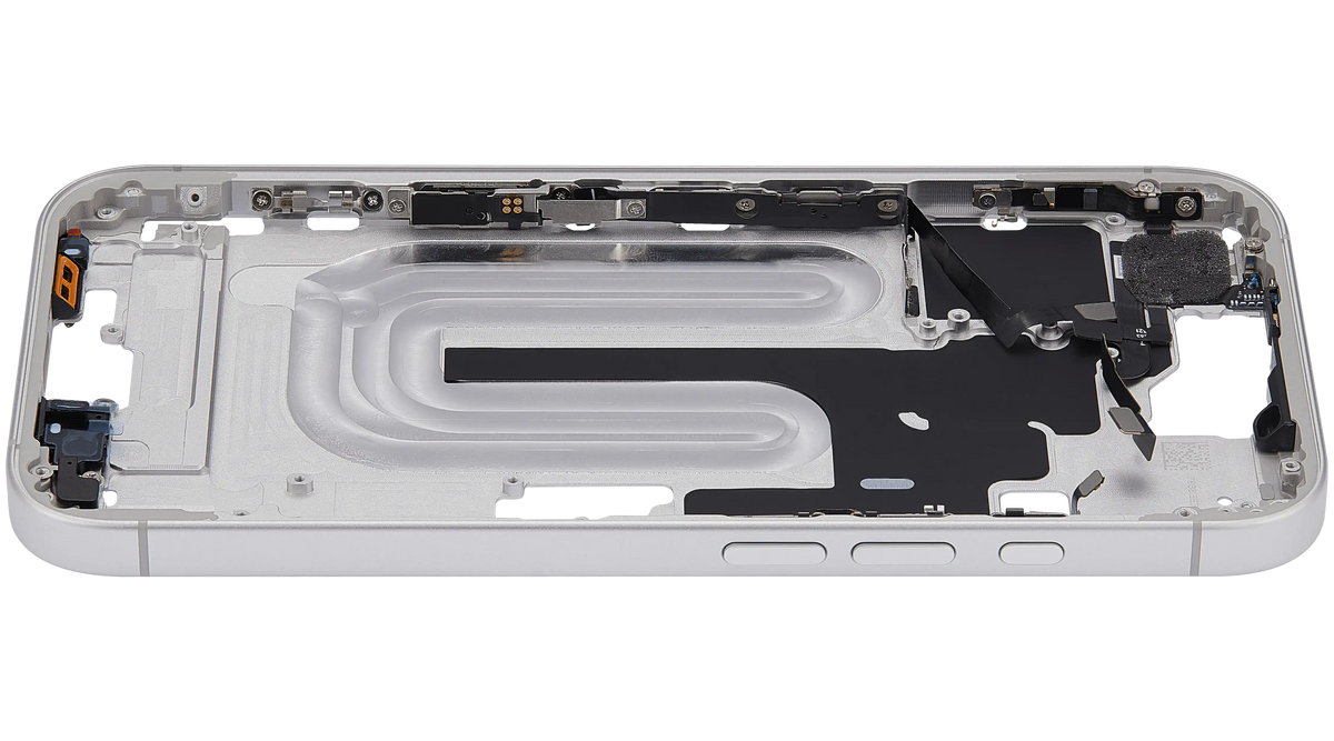 Mid Frame Housing With Power And Volume Button For I Phone 16 (Us Version) (Aftermarket Plus) (White)