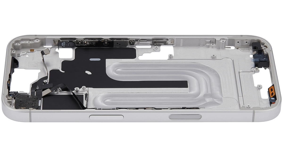 Mid Frame Housing With Power And Volume Button For I Phone 16 (Us Version) (Aftermarket Plus) (White)