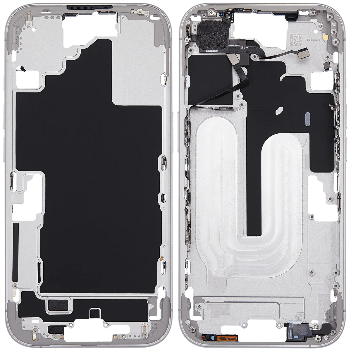 Mid Frame Housing With Power And Volume Button For I Phone 16 (Us Version) (Aftermarket Plus) (White)