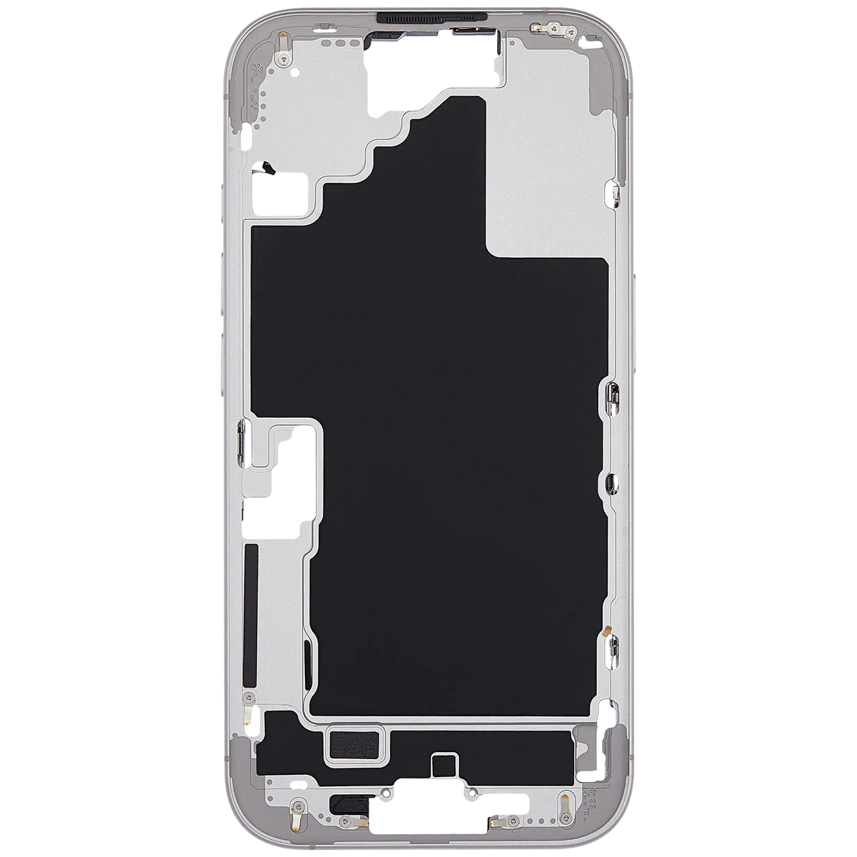 Mid Frame Housing With Power And Volume Button For I Phone 16 (Us Version) (Aftermarket Plus) (White)