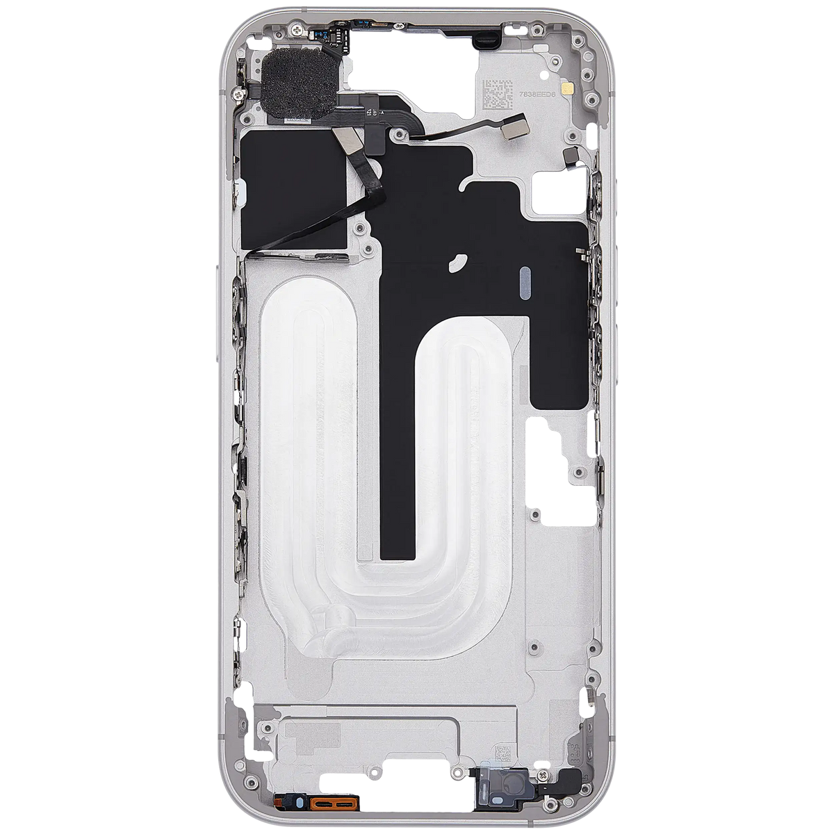Mid Frame Housing With Power And Volume Button For I Phone 16 (Us Version) (Aftermarket Plus) (White)