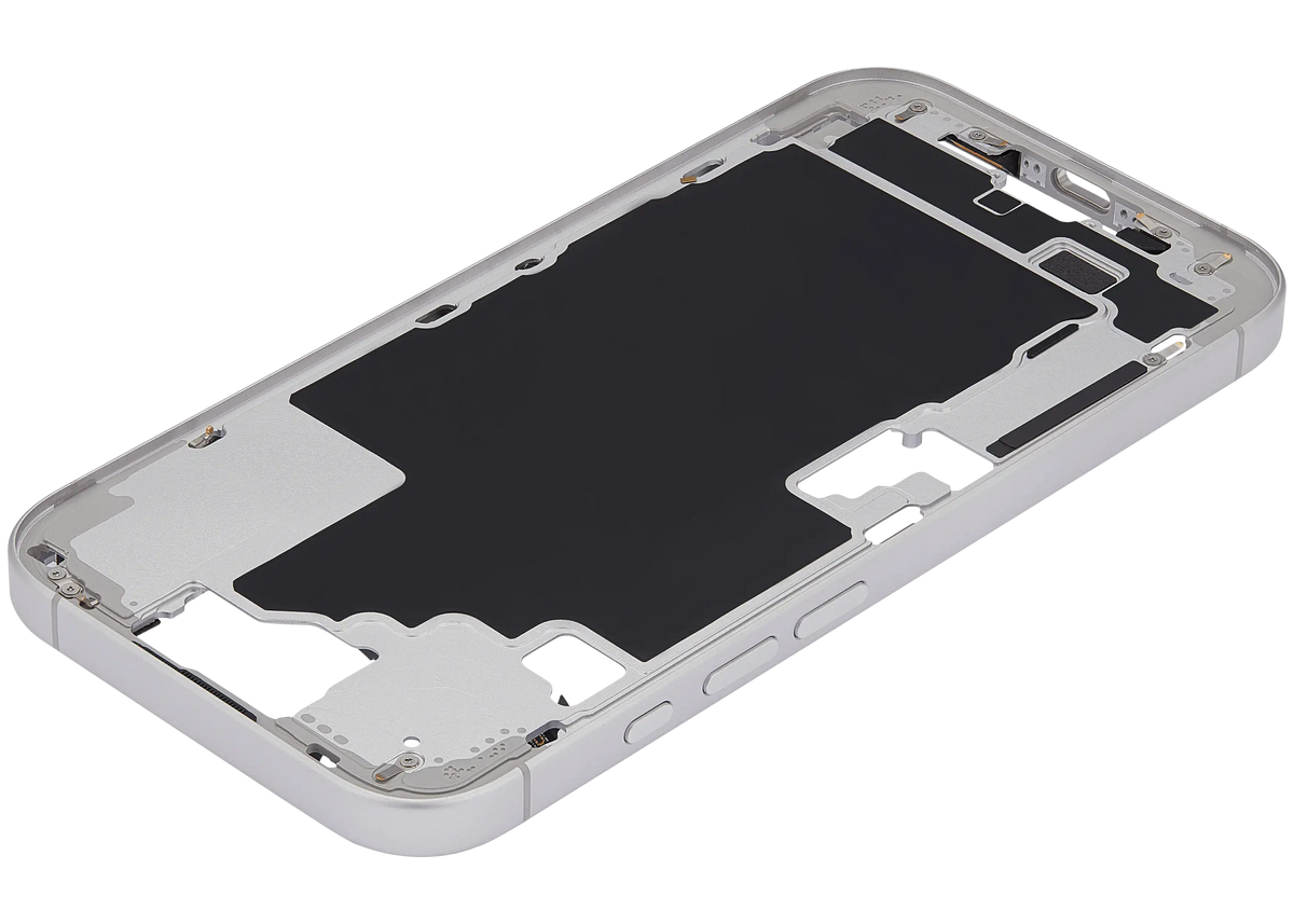 Mid Frame Housing With Power And Volume Button For I Phone 16 (Us Version) (Aftermarket Plus) (White)