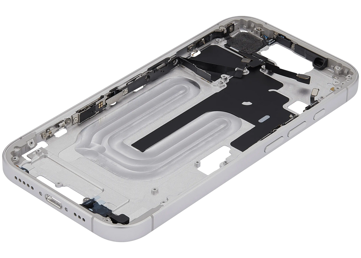 Mid Frame Housing With Power And Volume Button For I Phone 16 (Us Version) (Aftermarket Plus) (White)