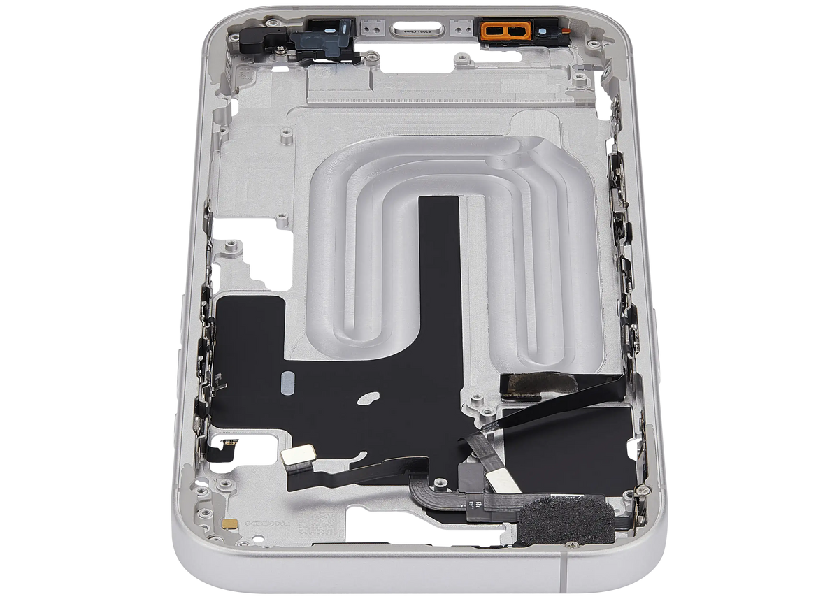 Mid Frame Housing With Power And Volume Button For I Phone 16 (Us Version) (Aftermarket Plus) (White)