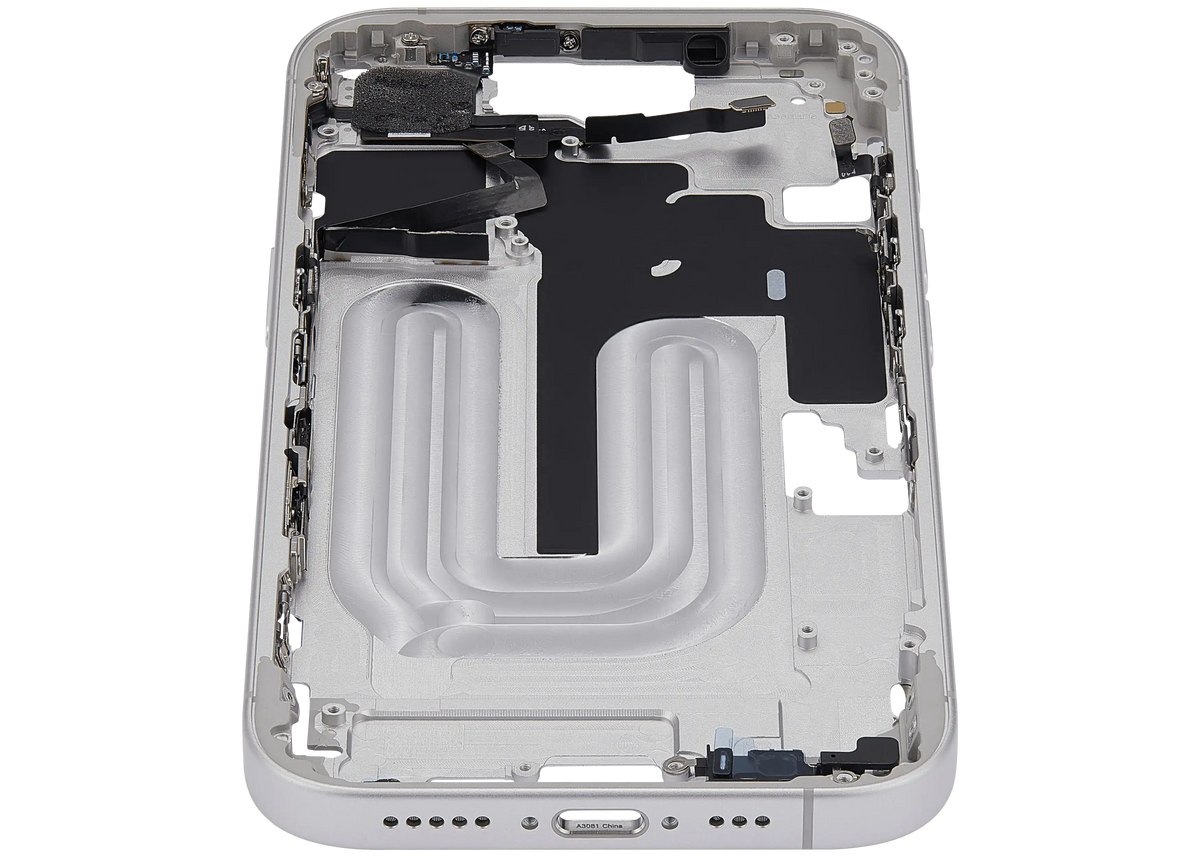 Mid Frame Housing With Power And Volume Button For I Phone 16 (Us Version) (Aftermarket Plus) (White)