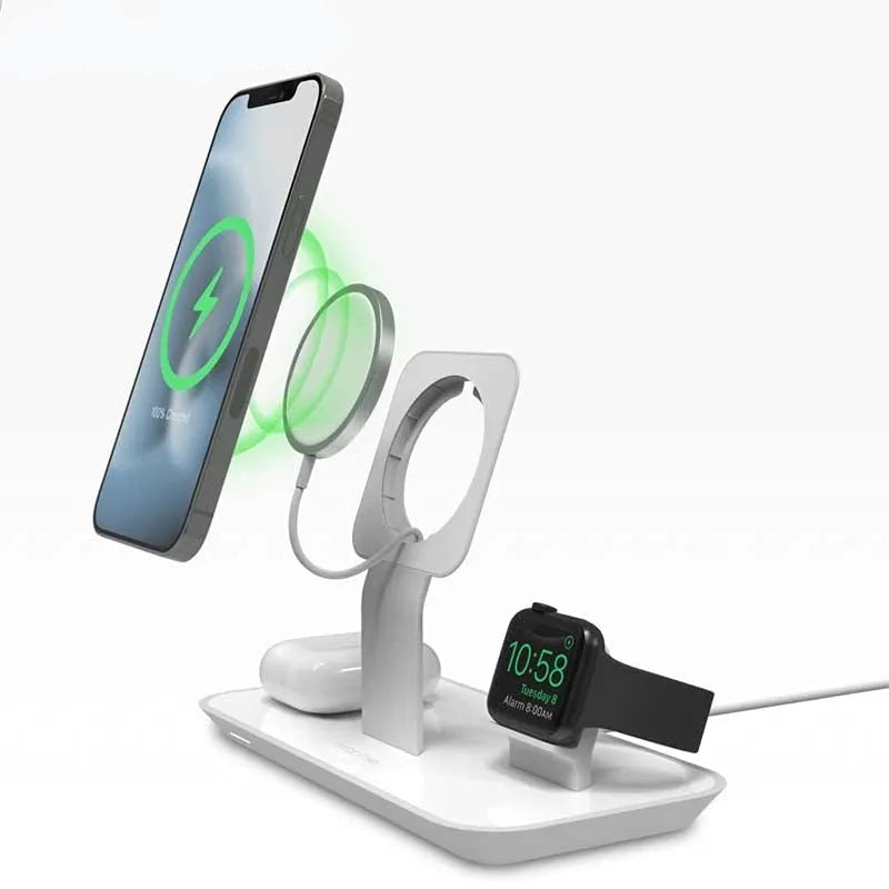 Mophie MFI 3 In 1 Wireless Magsafe Charger Stand White