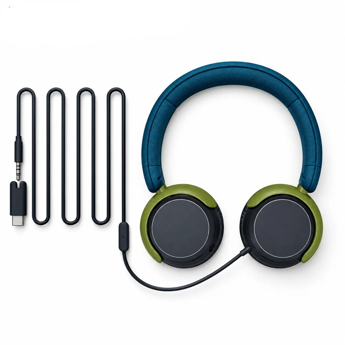 Philips TAK2000CT/00 Kids On-Ear Wired Type-C & 3.5mm Headphones Blue / Green