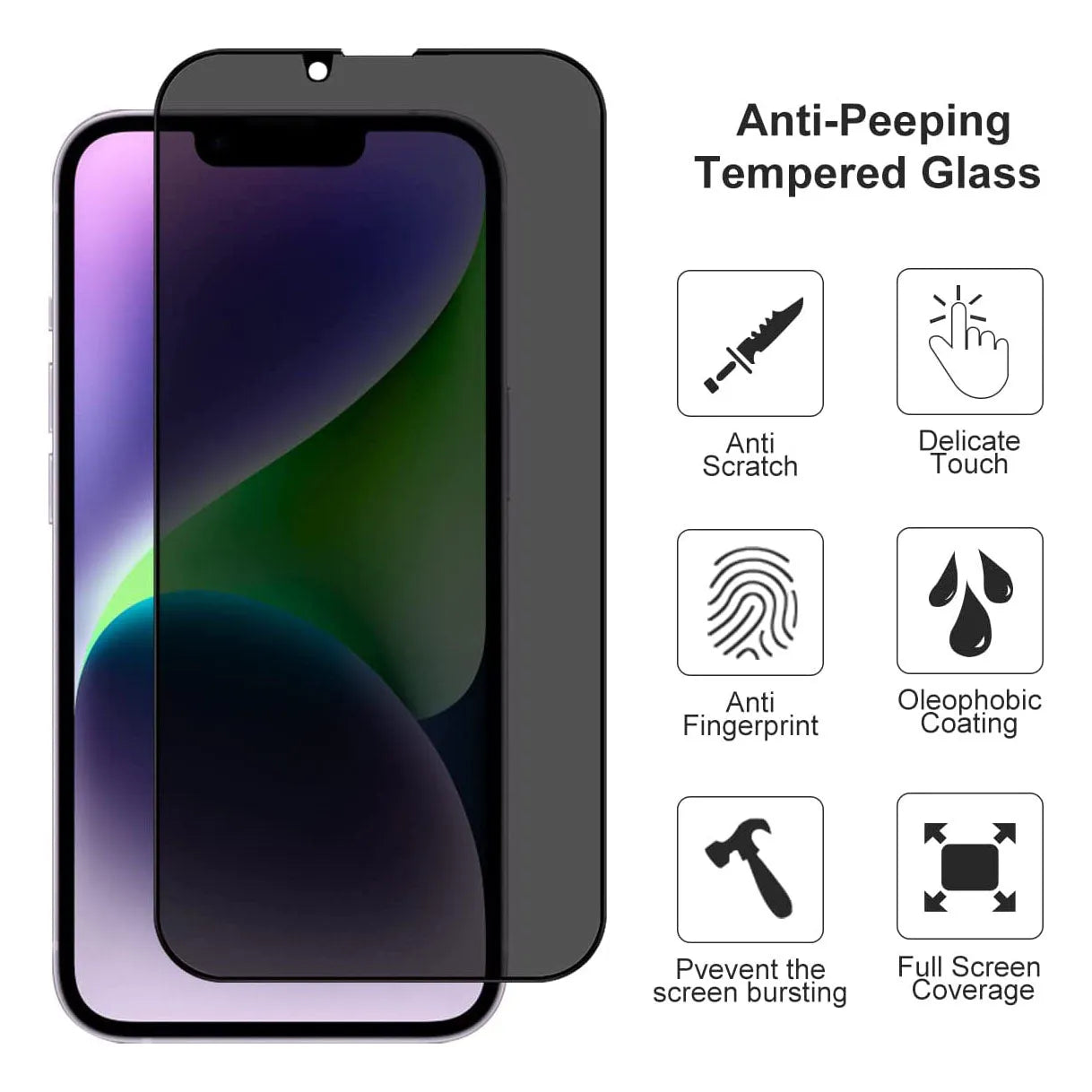 Privacy Anti Spy Screen Protector For Apple iPhone 14 Plus Tempered Glass