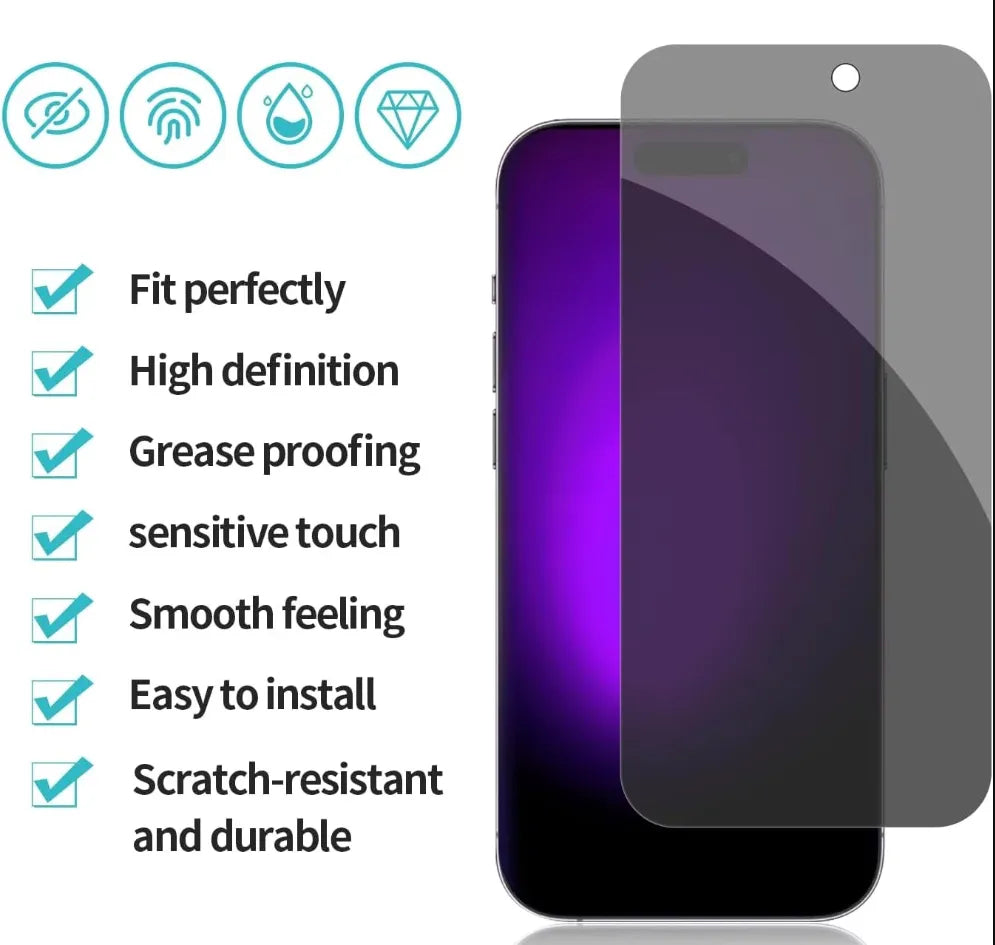 Privacy Anti Spy Screen Protector For Apple iPhone 15 Pro Max Tempered Glass