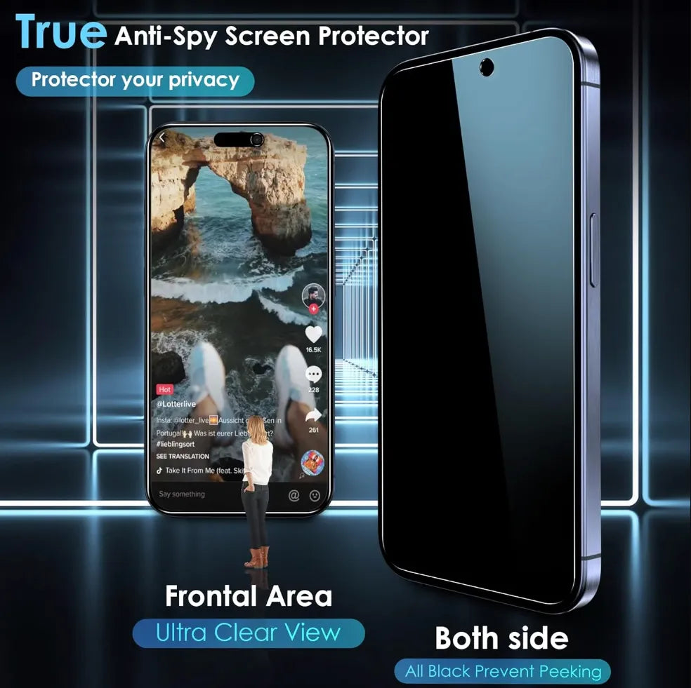 Privacy Anti Spy Screen Protector For Apple iPhone 15 Pro Tempered Glass
