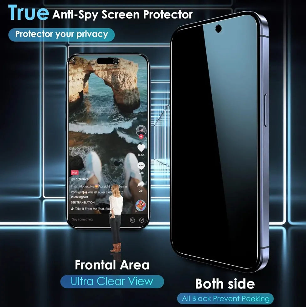 Privacy Anti Spy Screen Protector For Apple iPhone 16 Tempered Glass