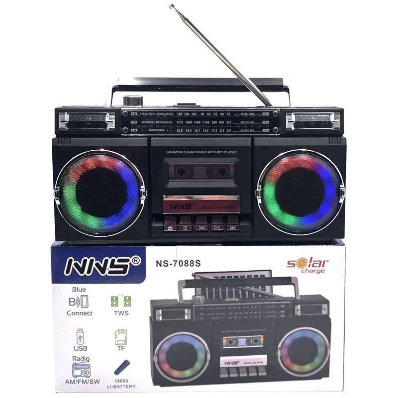 Raiseng NS-7088S 3 Band Retro Bluetooth Radio With Built In Solar Panel