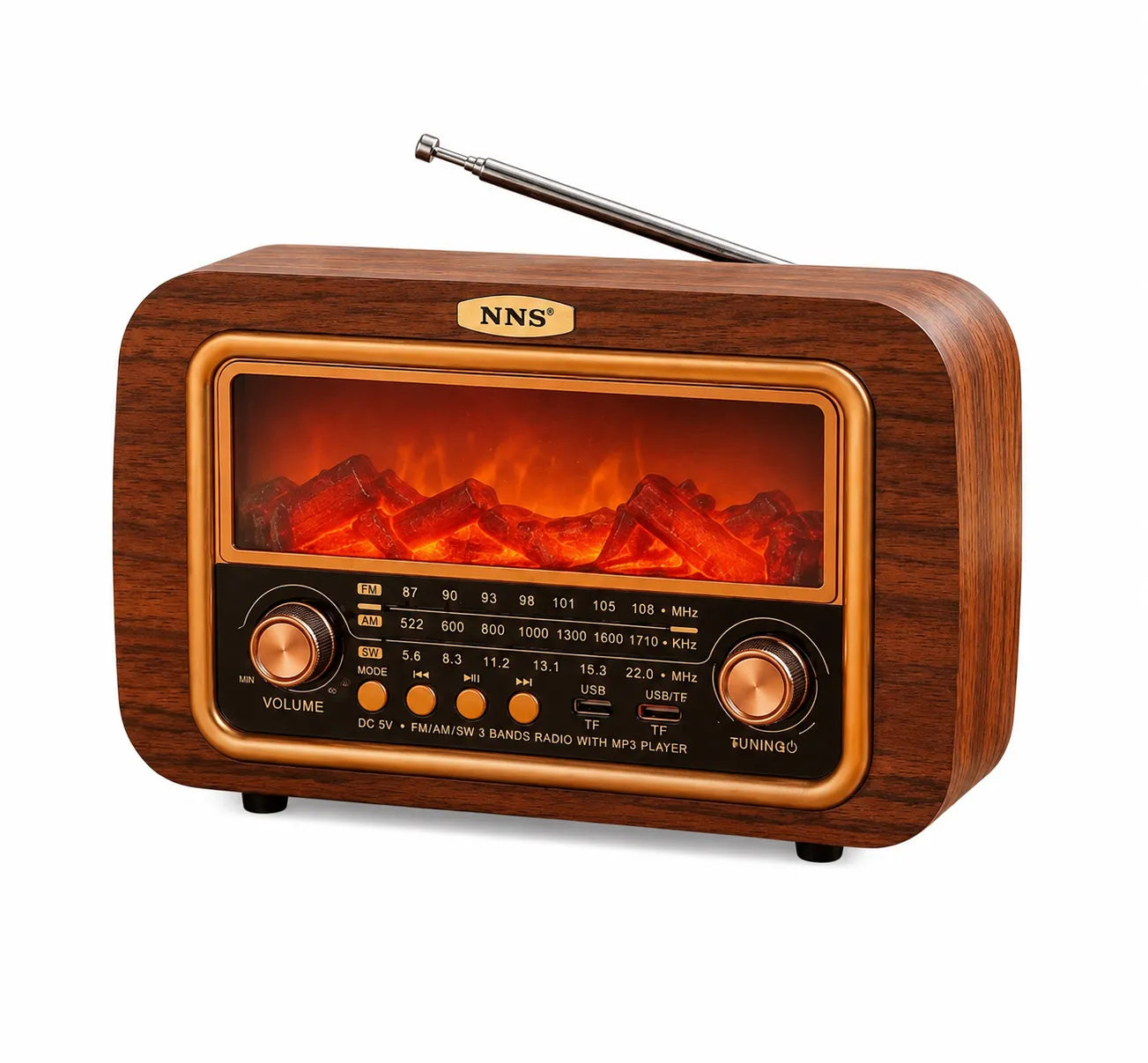 Raiseng NS-904BT Ambient Fireplace Retro Bluetooth Radio