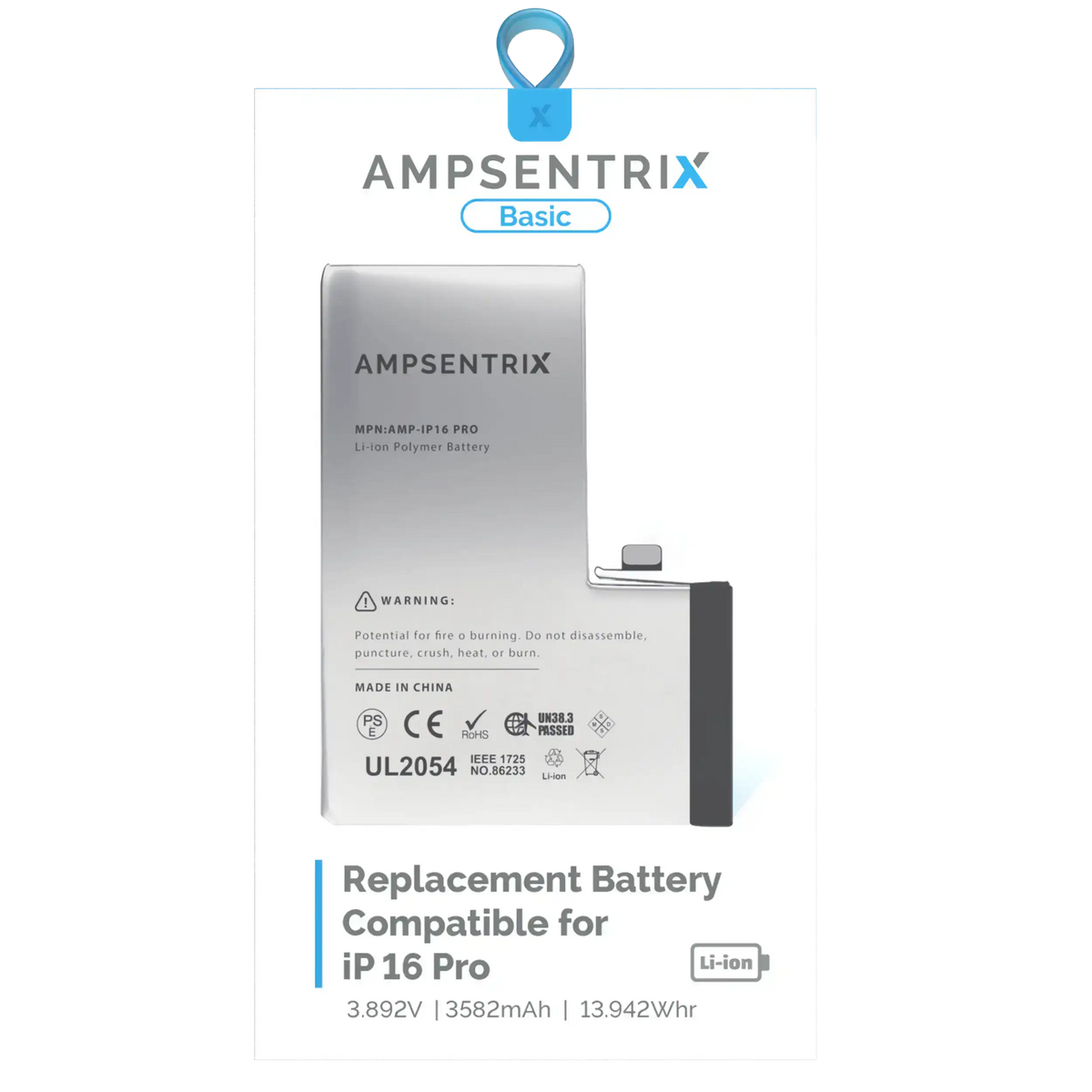 Replacement Battery For I Phone 16 Pro (Amp Sentrix Basic)