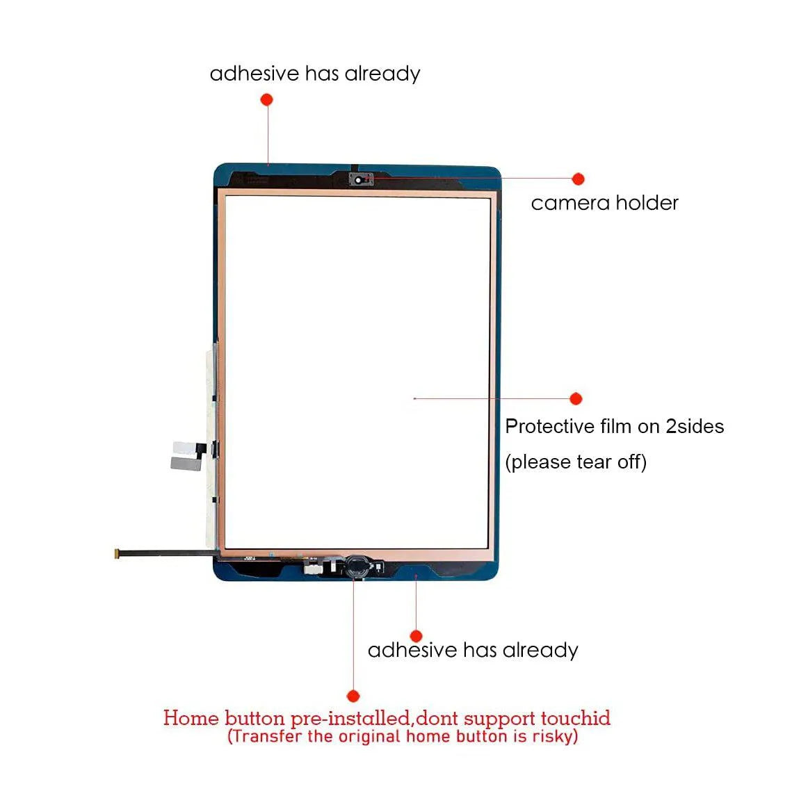 Replacement Touch Screen Digitizer For Apple iPad 10.2" 7th Gen 2019 - Black