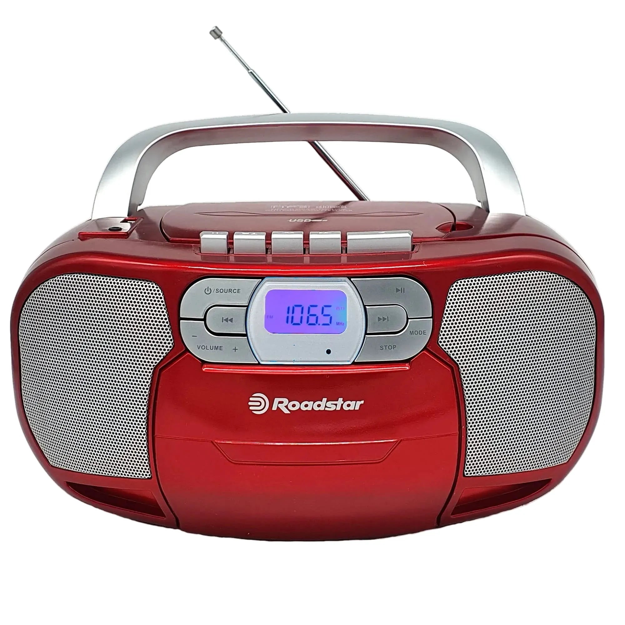Roadstar RCR-4635 Portable Stereo System With FM PLL Radio CD-MP3 Red