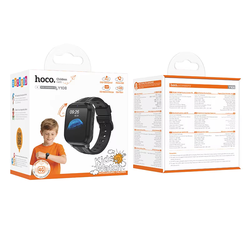 Hoco Y108 4G Kids Sim Card Smart Watch Black