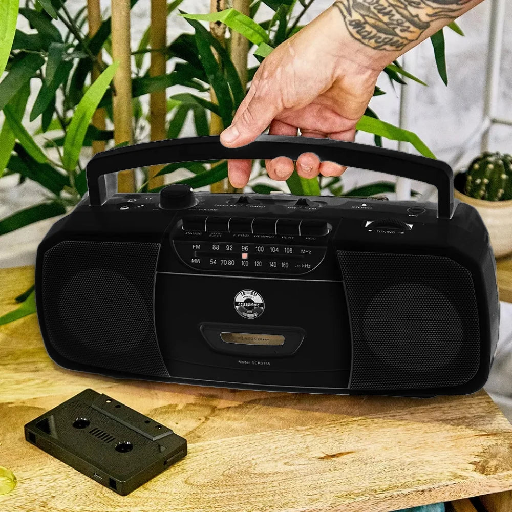 SCR315s Stereo Portable Cassette Player & FM Radio - Black