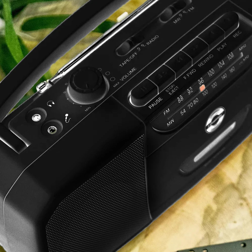 SCR315s Stereo Portable Cassette Player & FM Radio - Black