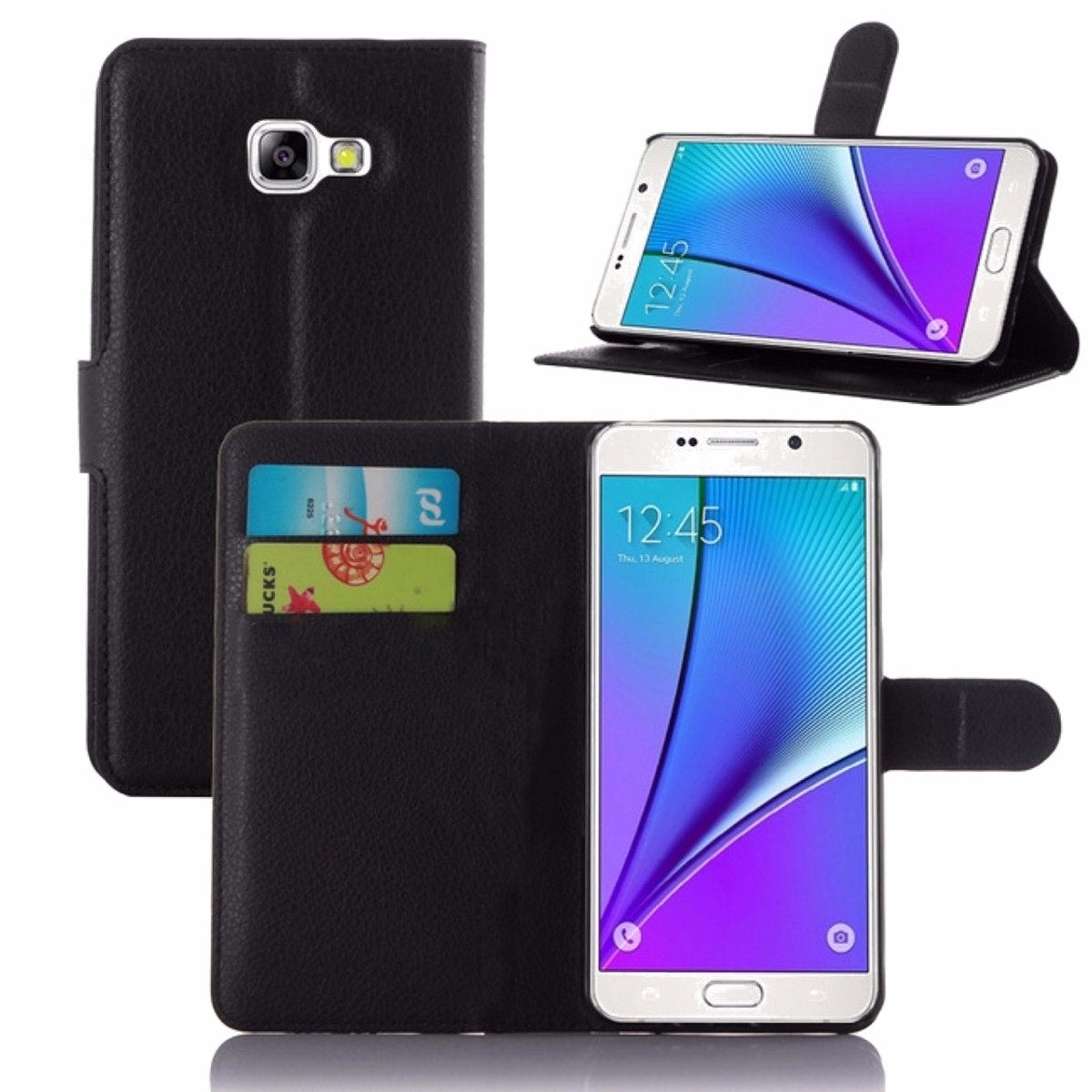 For Samsung Galaxy A7 2017 A720F Wallet Case Black