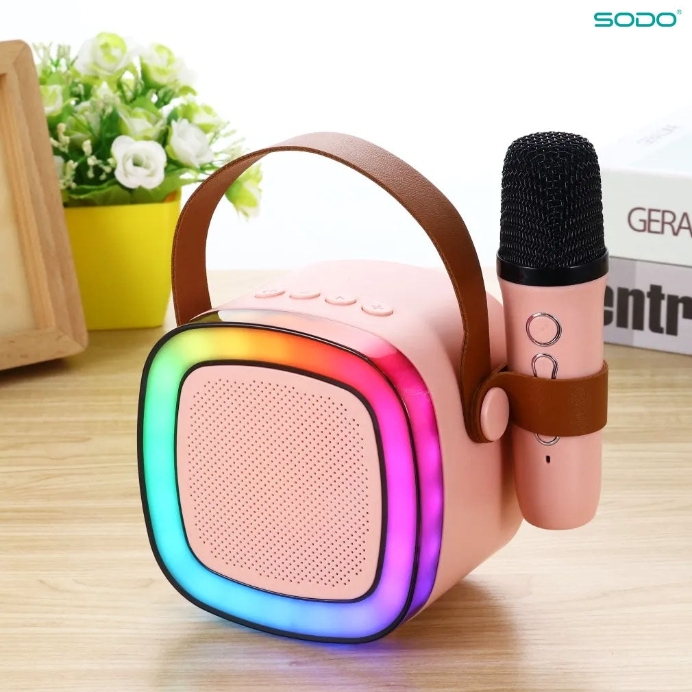 SODO SD02 10W Karaoke Mini BT Microphone Speaker Pink