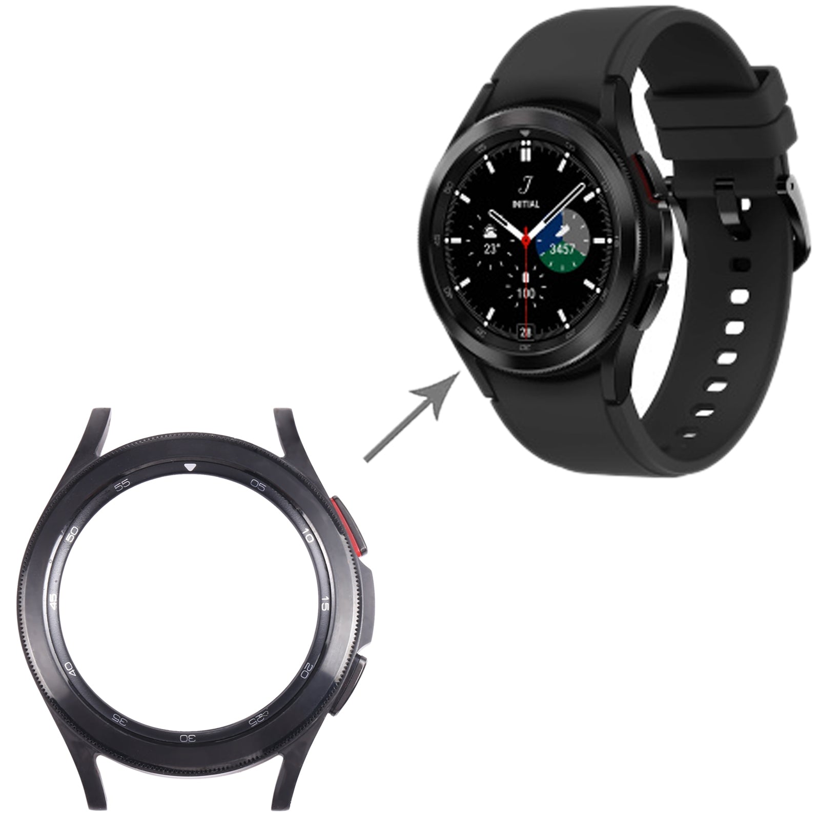 For Samsung Galaxy Watch4 Classic 42mm LCD Screen Frame Bezel Plate Replacement Black