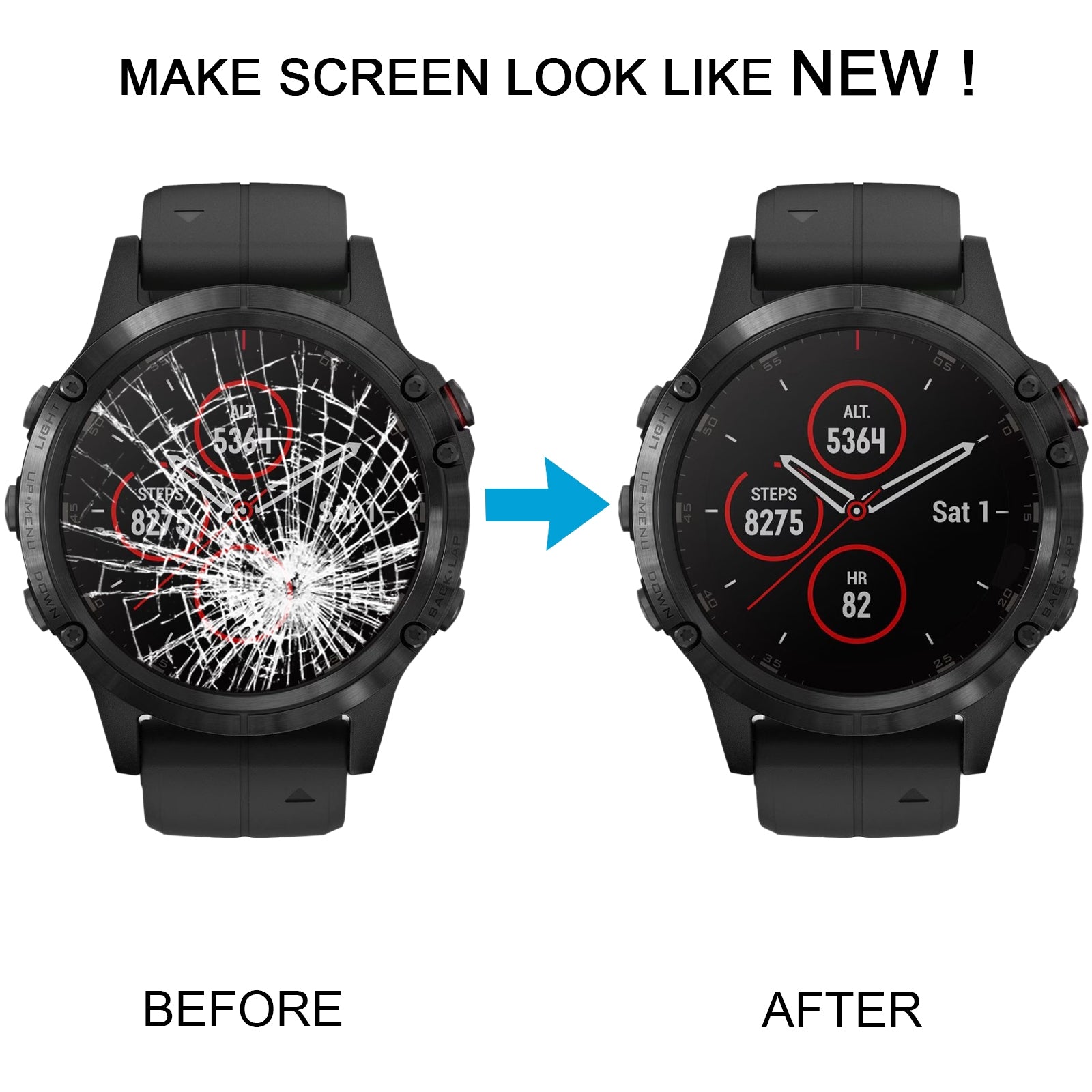 For Garmin Fenix 5 LCD Display Touch Screen Digitizer Replacement Black