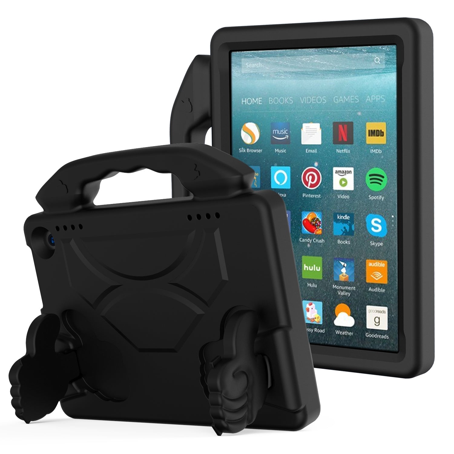 For Amazon Fire HD 8 2022 12th Gen Kids Case Shockproof Cover With Stand - Black-www.firsthelptech.ie