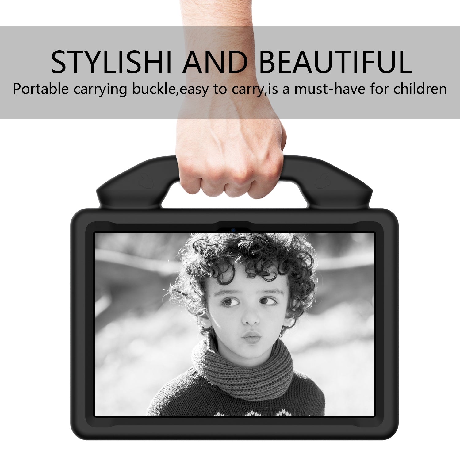 For Amazon Fire HD 8 2022 12th Gen Kids Case Shockproof Cover With Stand - Black-www.firsthelptech.ie