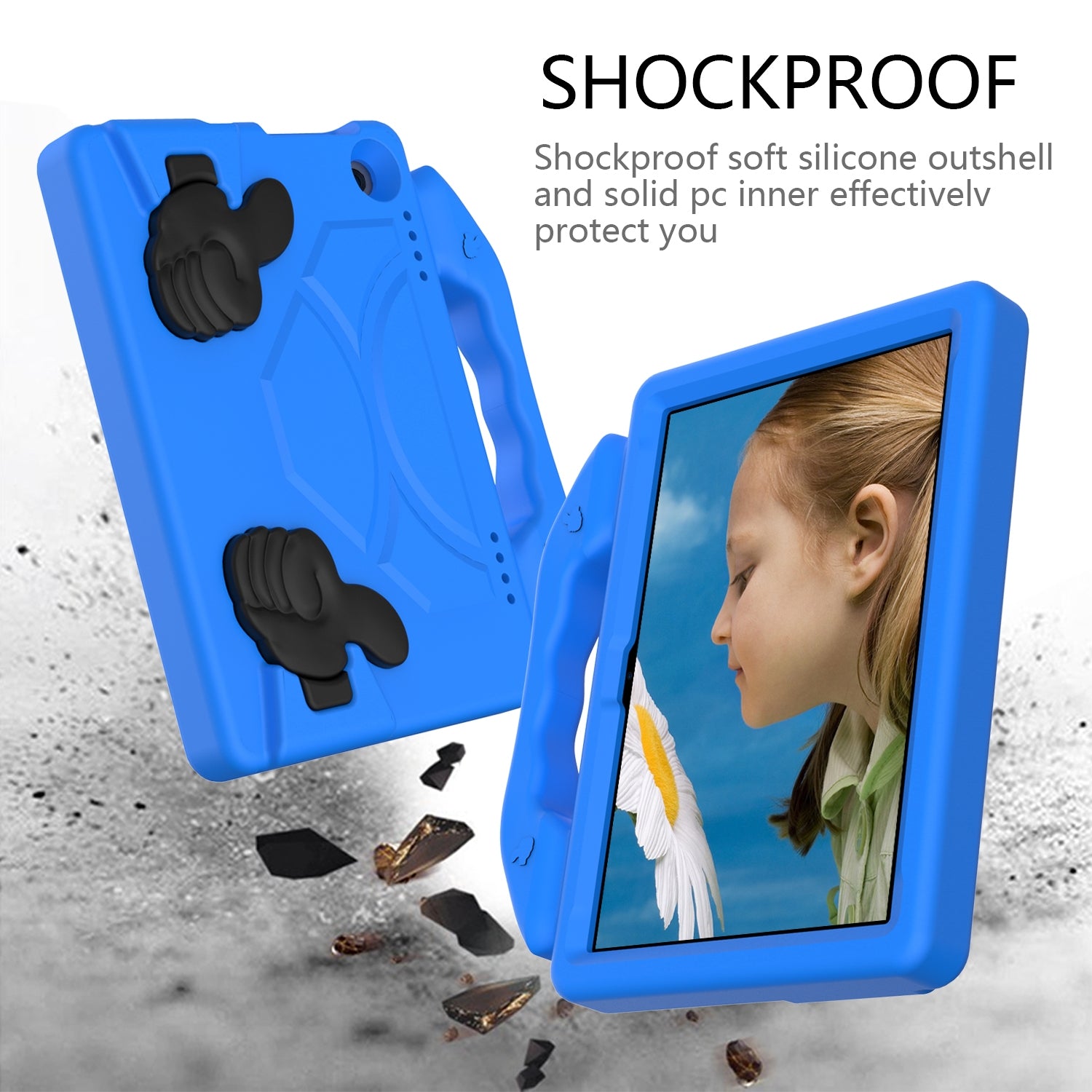 For Amazon Fire HD 8 2022 12th Gen Kids Case Shockproof Cover With Stand - Blue-www.firsthelptech.ie