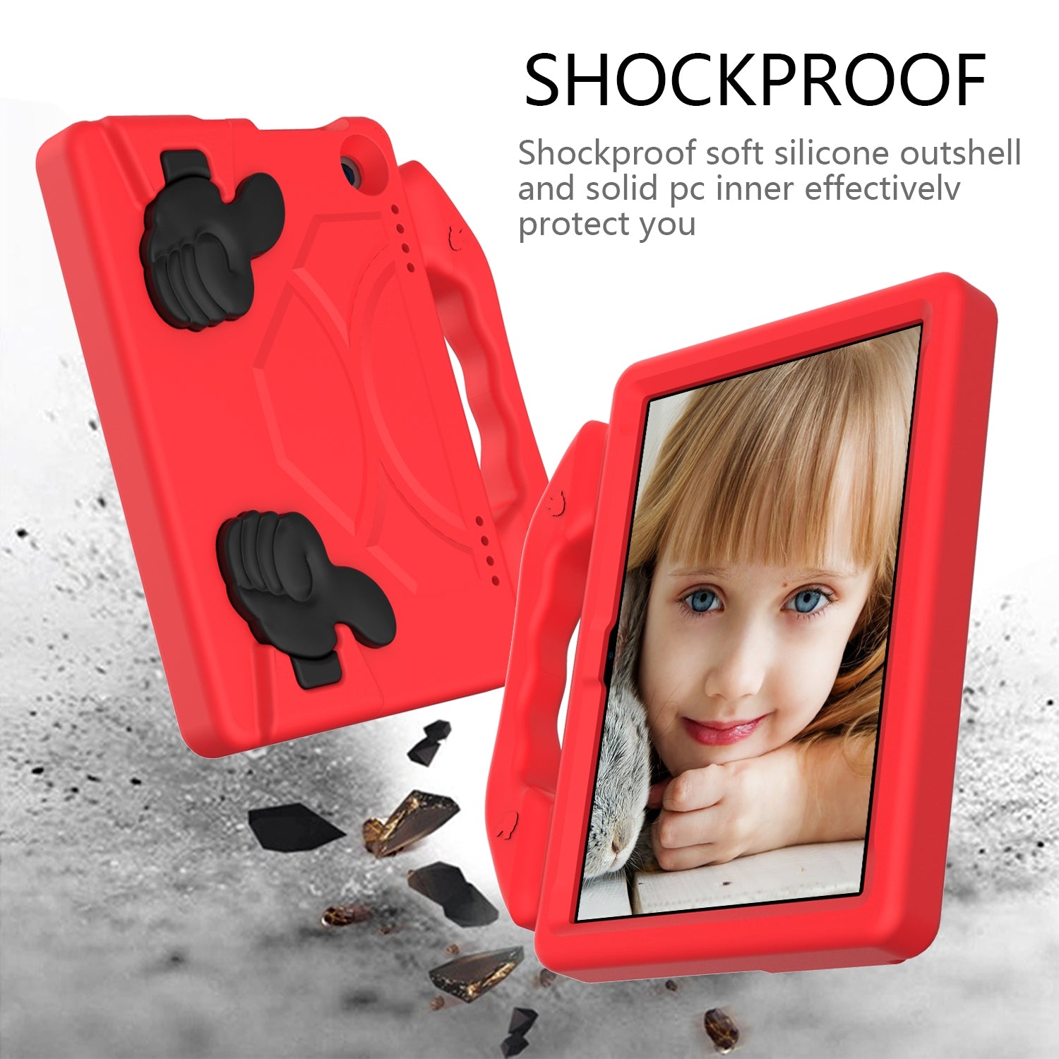 For Amazon Fire HD 8 2022 12th Gen Kids Case Shockproof Cover With Stand - Red-www.firsthelptech.ie