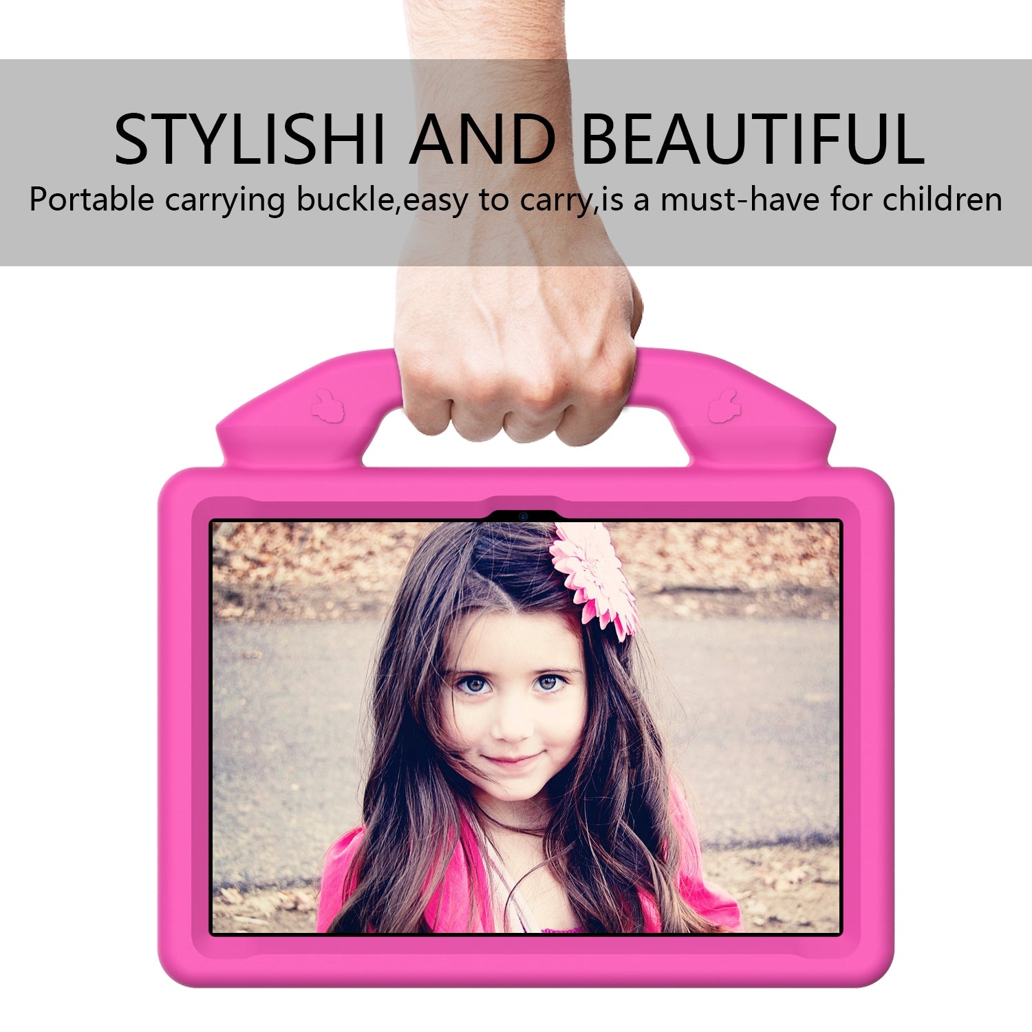 For Amazon Fire HD 8 2022 12th Gen Kids Case Shockproof Cover With Stand - Pink-www.firsthelptech.ie