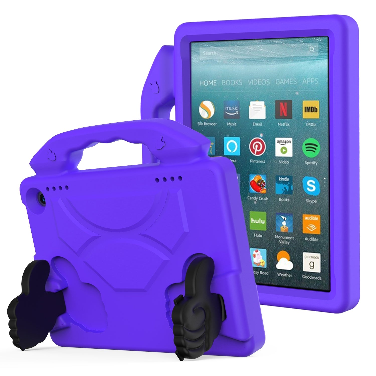 For Amazon Fire HD 8 2022 12th Gen Kids Case Shockproof Cover With Stand - Purple-www.firsthelptech.ie