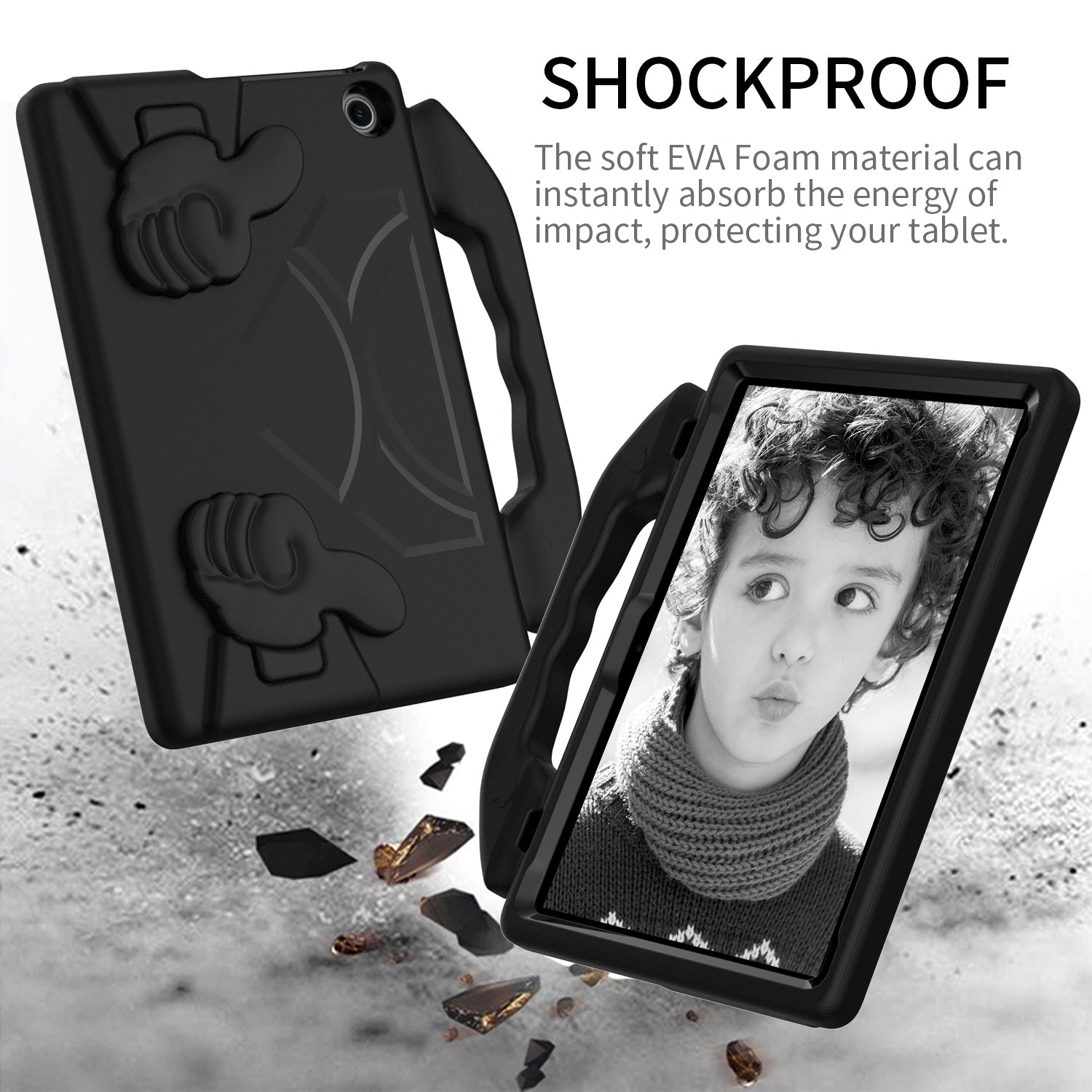 For Amazon Fire HD 10 2023 13th Gen Kids Case Shockproof Cover With Stand - Black-www.firsthelptech.ie