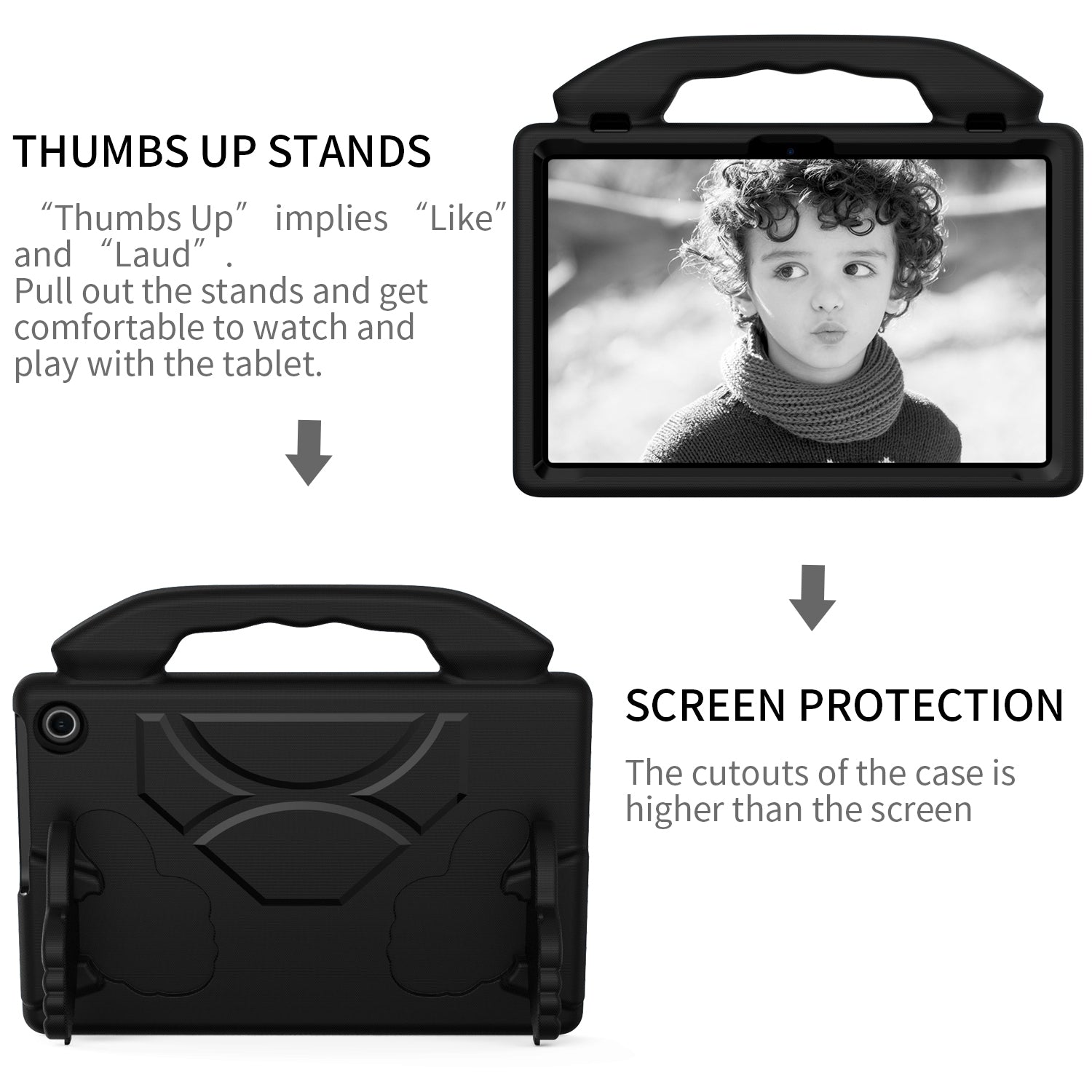 For Amazon Fire HD 10 2023 13th Gen Kids Case Shockproof Cover With Stand - Black-www.firsthelptech.ie